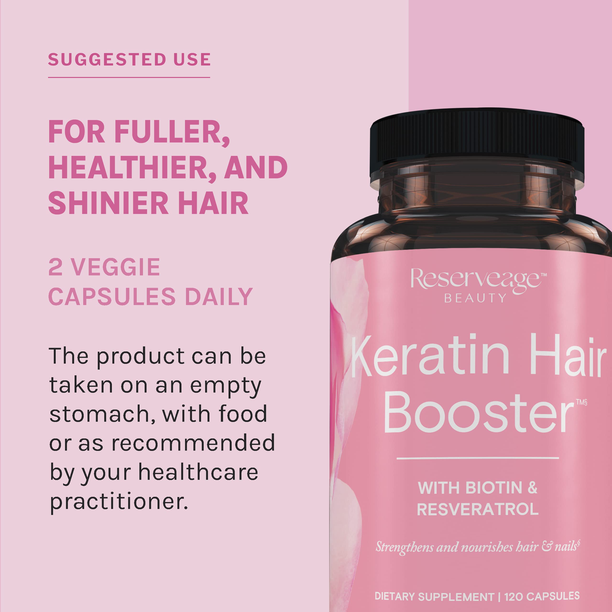 Reserveage Beauty botella junto a productos de rutina para mejorar brillo