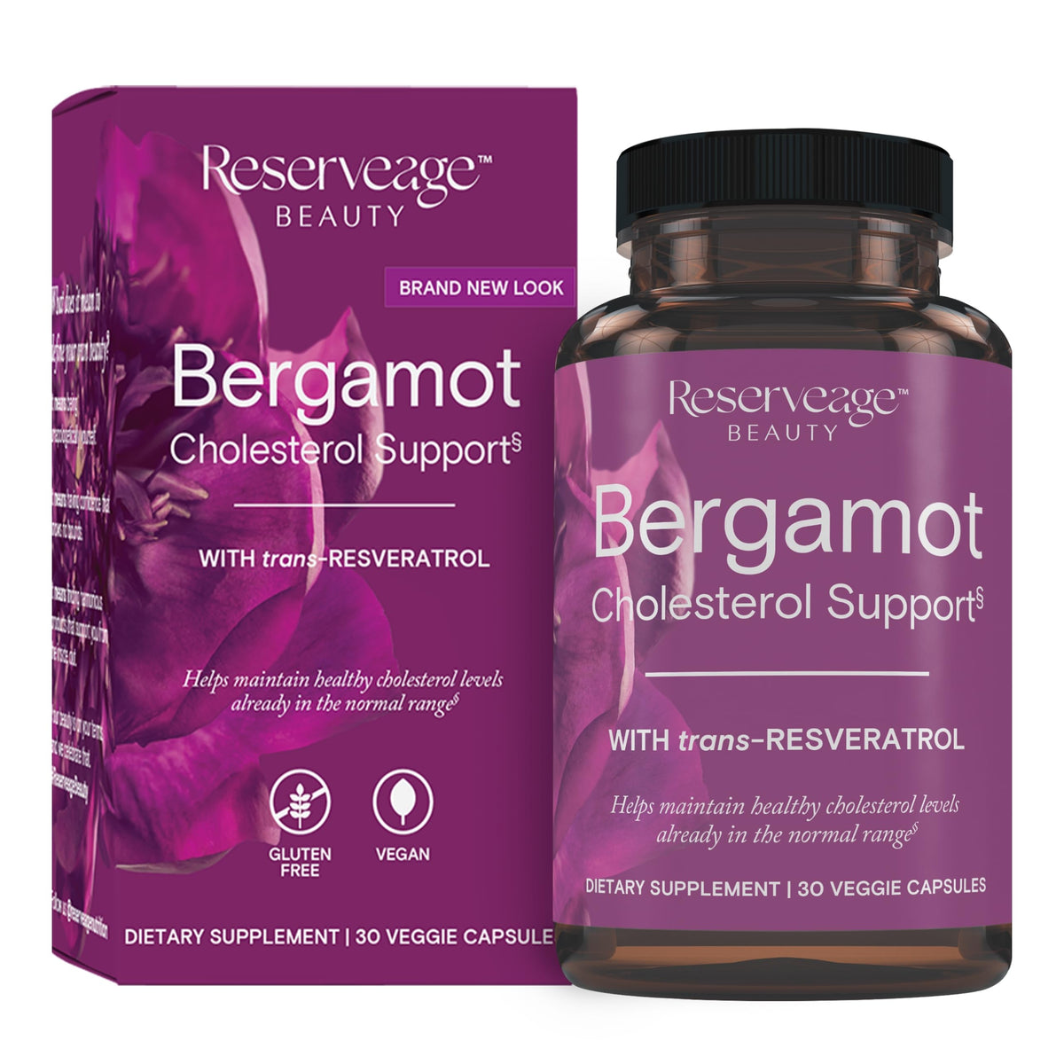Reserveage envase frontal mostrando suplemento vegano y beneficios