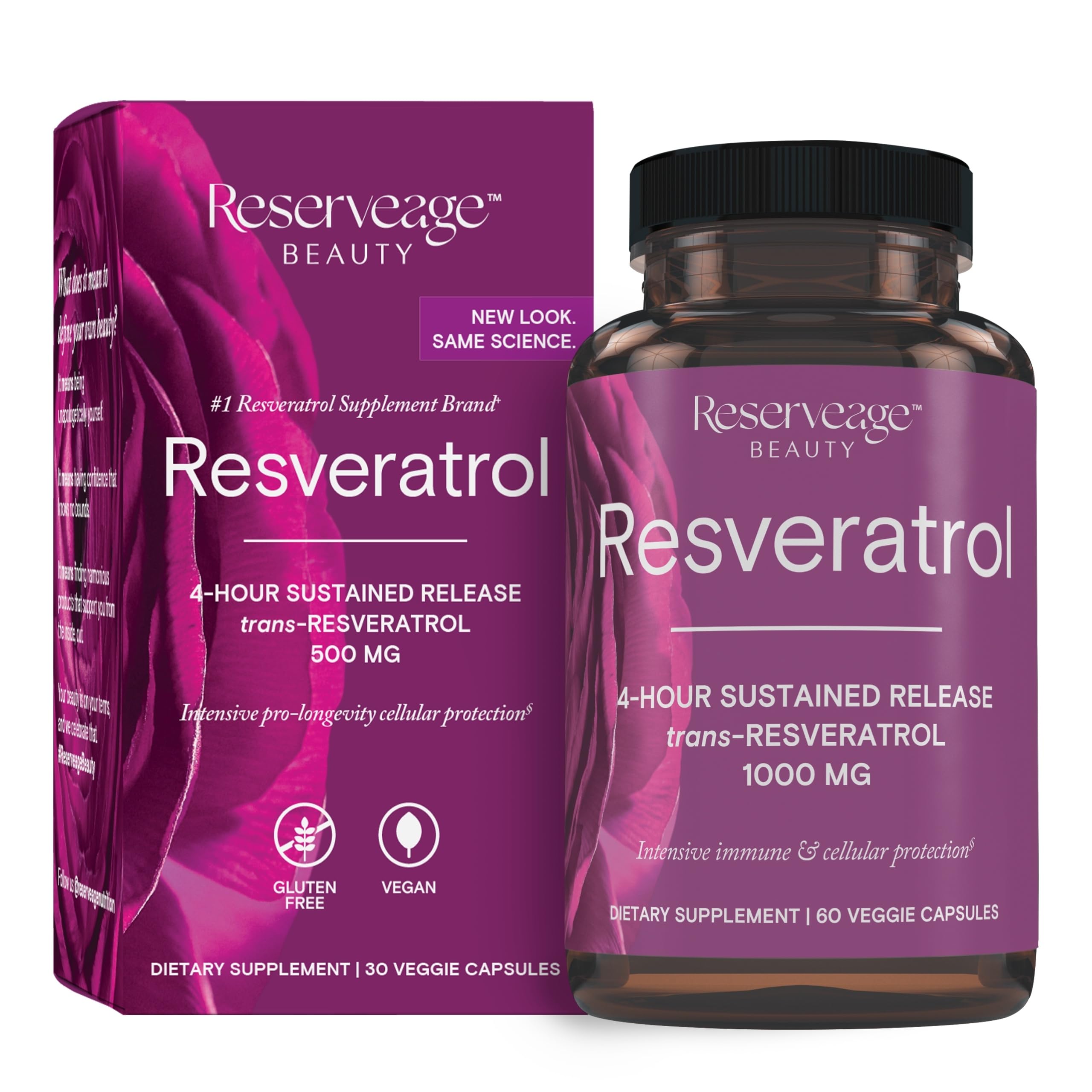 Reserveage botella frontal mostrando etiqueta clara y beneficios visibles