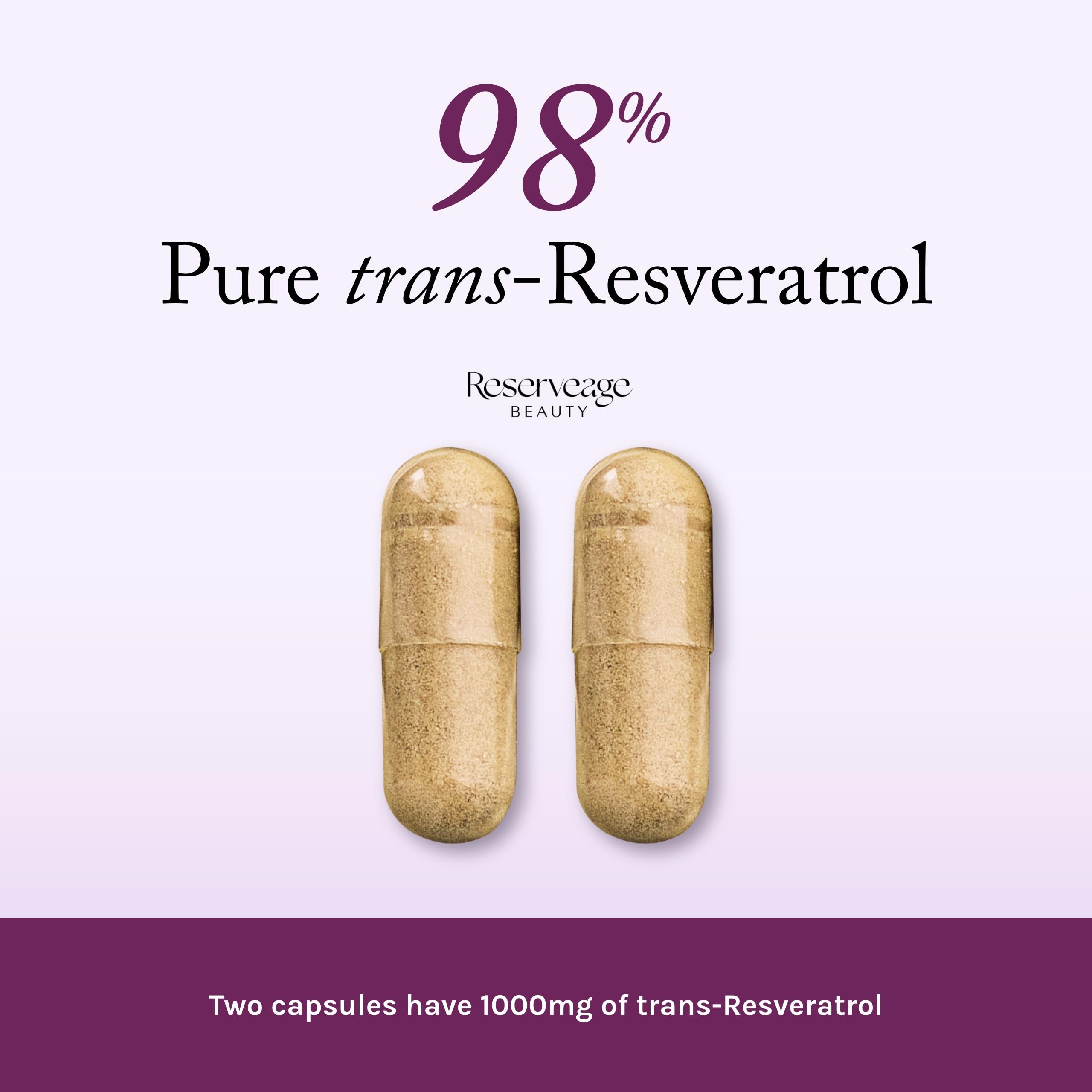 Reserveage etiqueta con lista de ingredientes y aporte de resveratrol