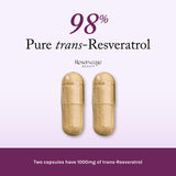 Reserveage etiqueta con lista de ingredientes y aporte de resveratrol
