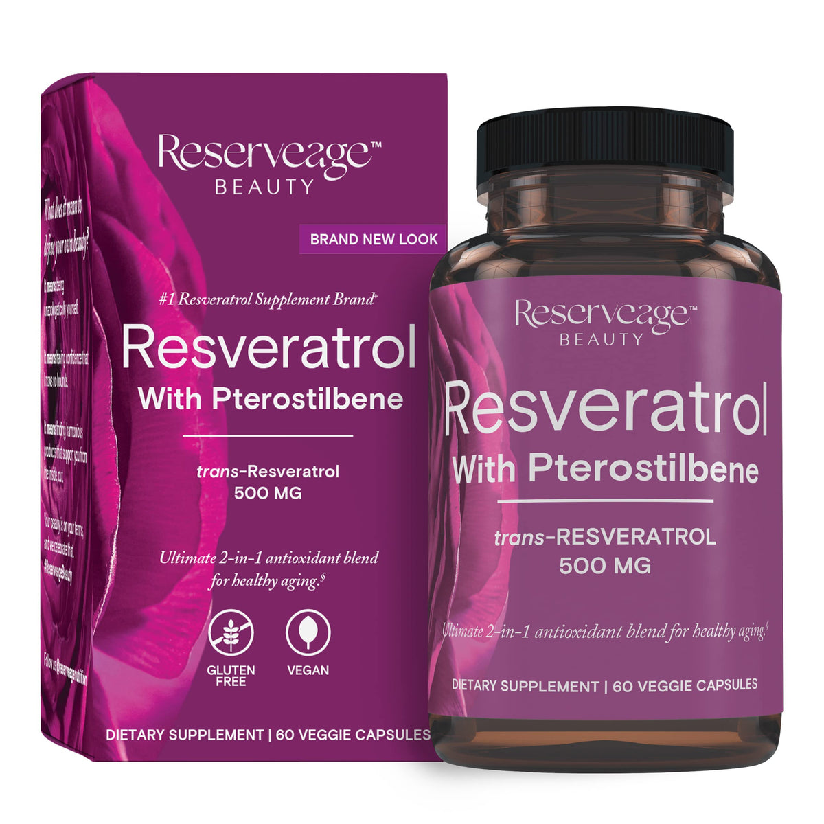 Reserveage envase frontal mostrando la marca y beneficios básicos