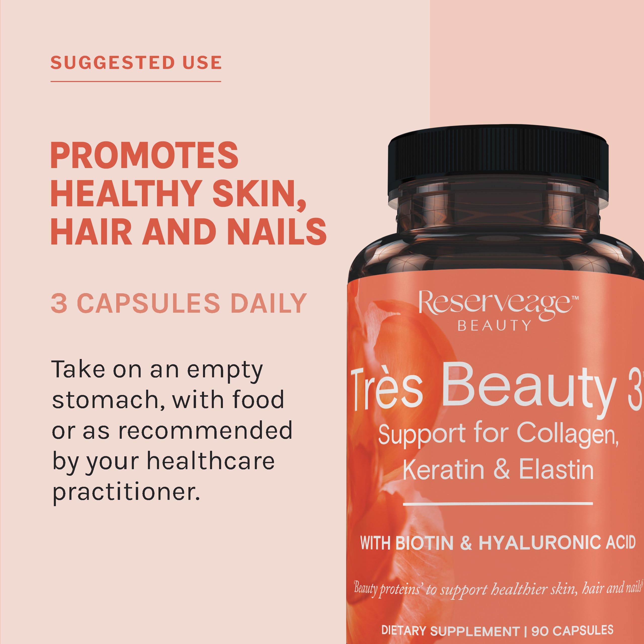 Reserveage Beauty etiqueta legible con ingredientes y beneficios visibles