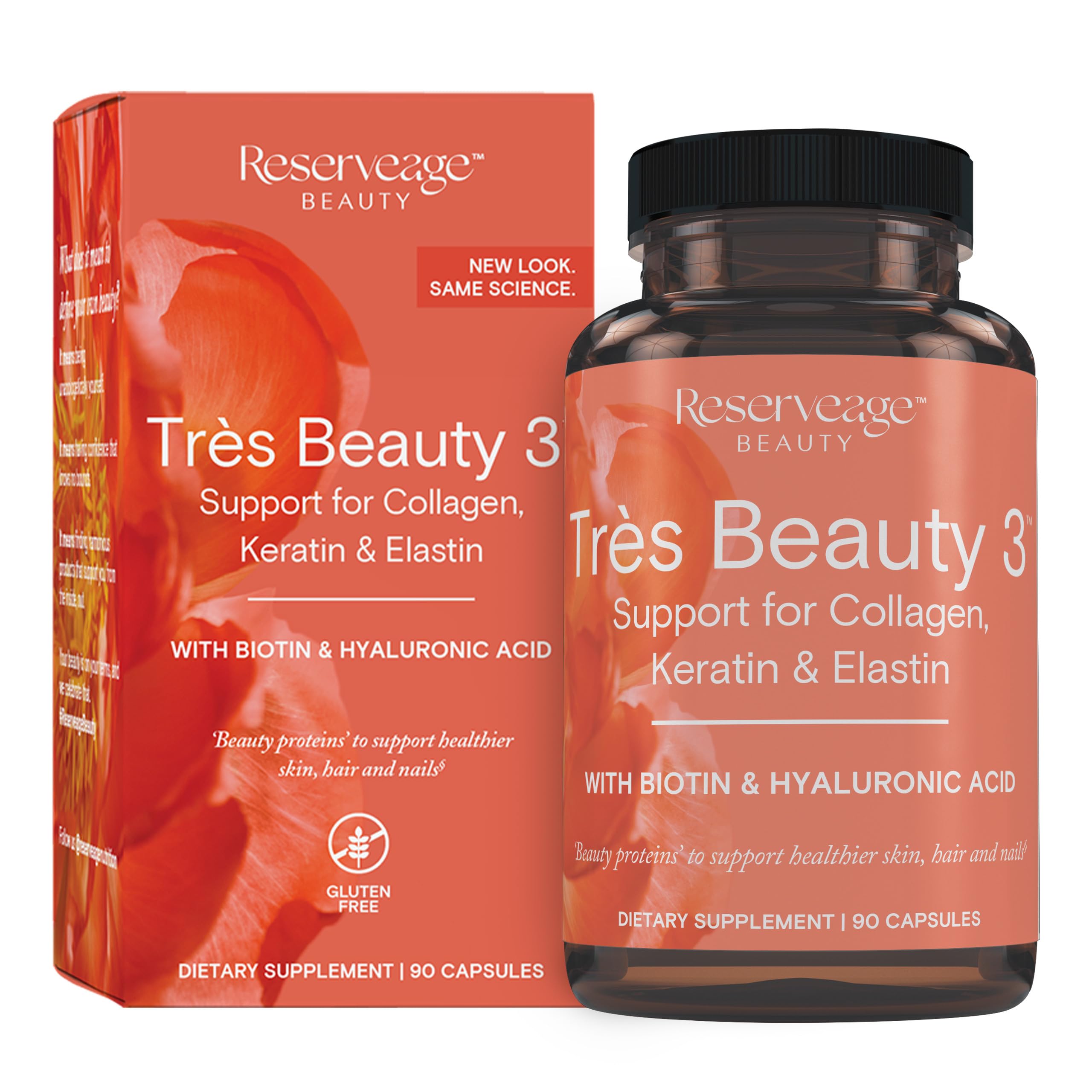 Reserveage Beauty envase frontal mostrando 90 cápsulas para cuidado estético