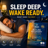 Reset Jet Lag Recovery Patch escena en aeropuerto ilustrando uso en viaje