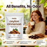 RESIA etiqueta con ingredientes y sellos sin OMG ni gluten, transparencia clara