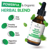 Resilia Oil Of Oregano botella 60ml comparada con moneda para escala