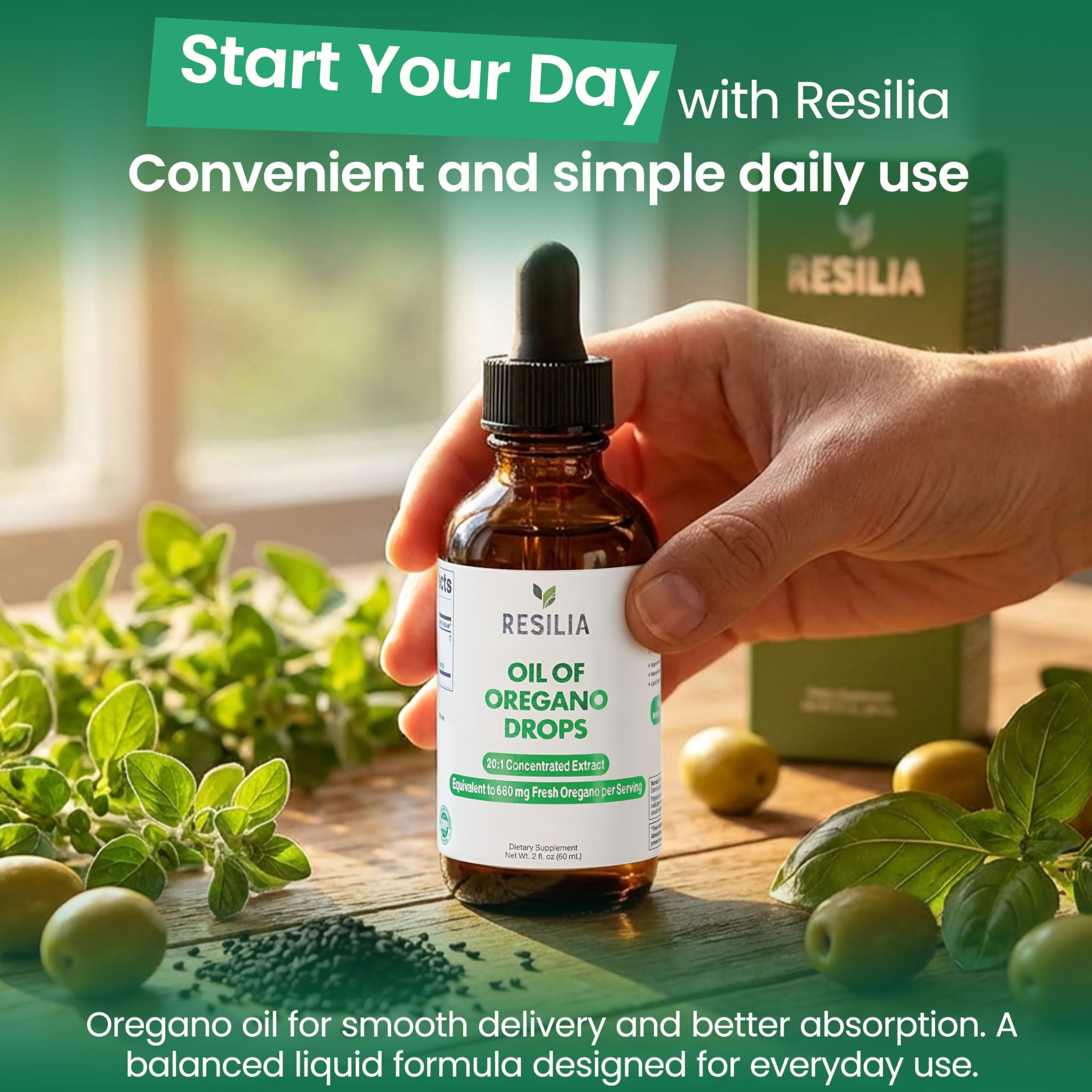 Resilia Oil Of Oregano ingredientes botánicos frescos que refuerzan pureza