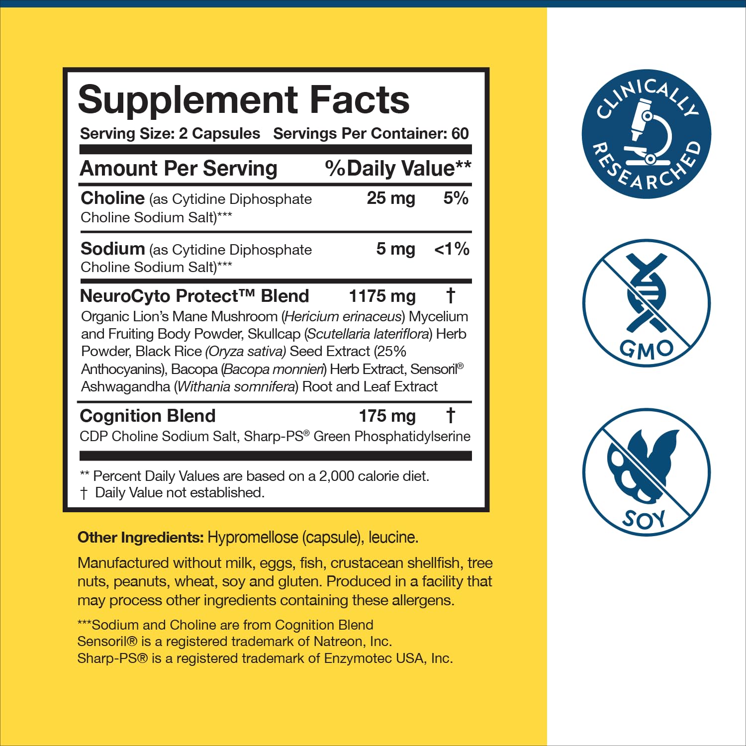 Researched Nutritionals lion's mane crudo como ingrediente clave para memoria