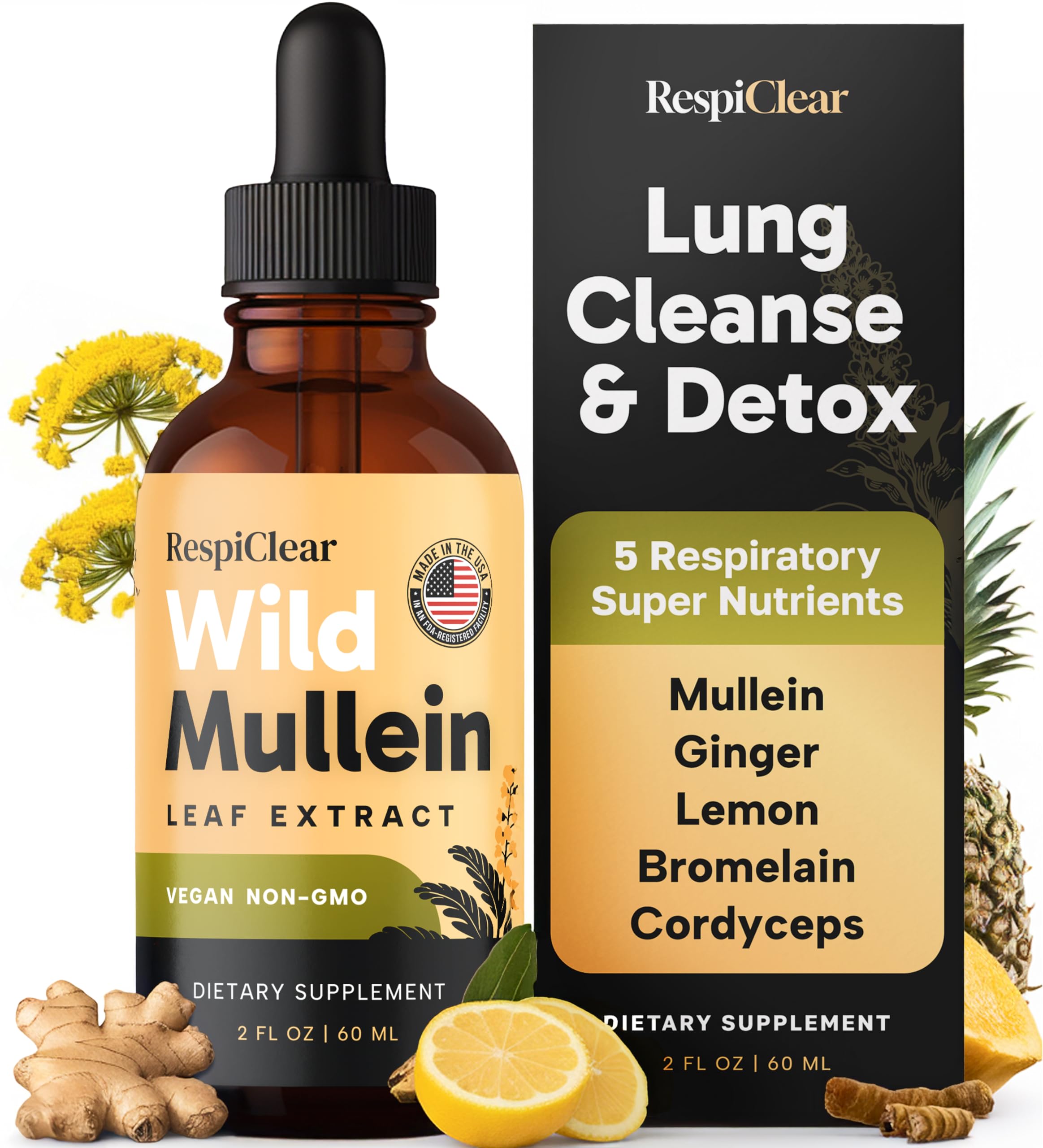 RESPICLEAR frasco frente mostrando etiqueta clara y formato de 2 fl oz para conveniencia