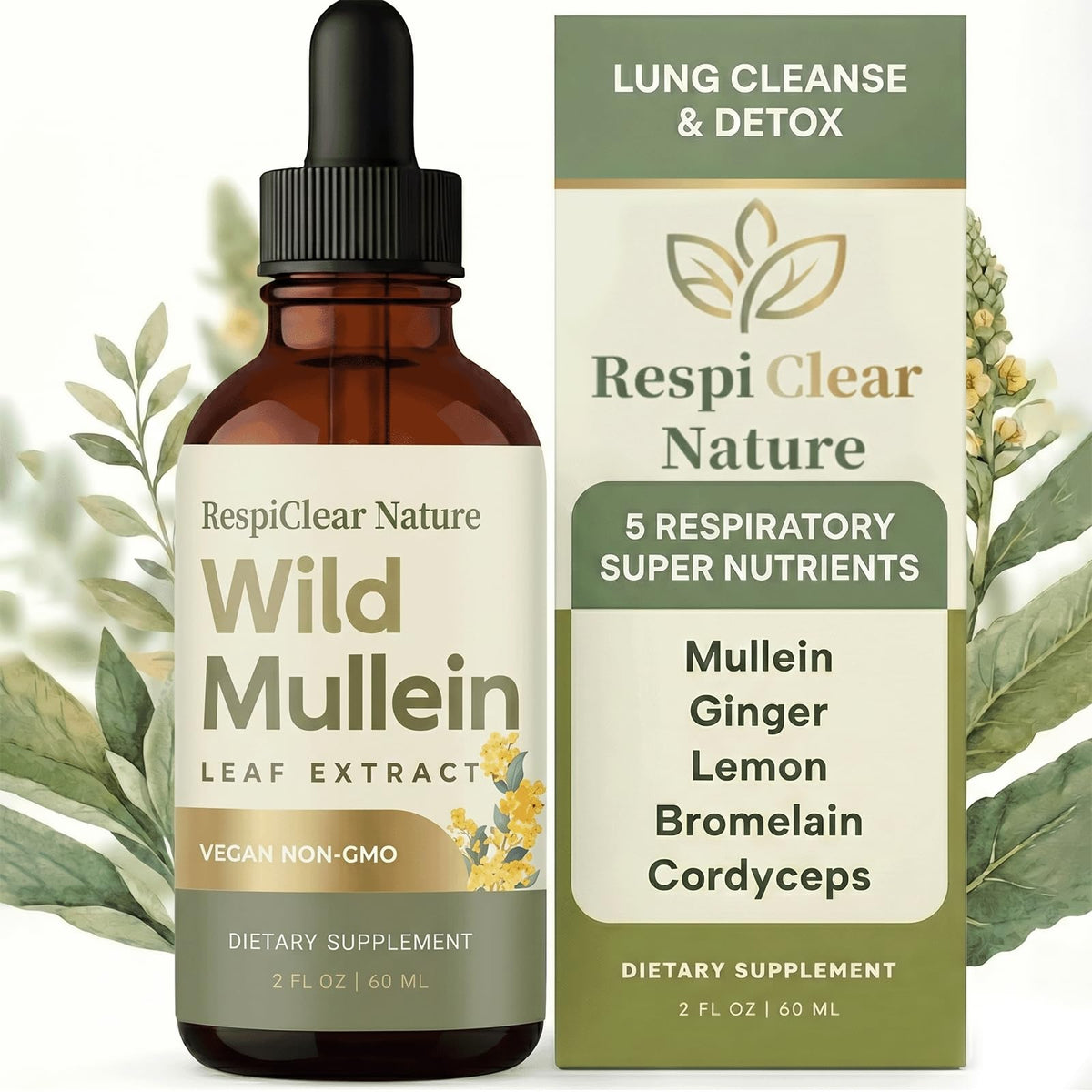 Respiclear Nature frente del producto mostrando botella y marca, beneficio de confianza