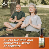 Restorative Botanicals botella junto a una regla que muestra tamaño real