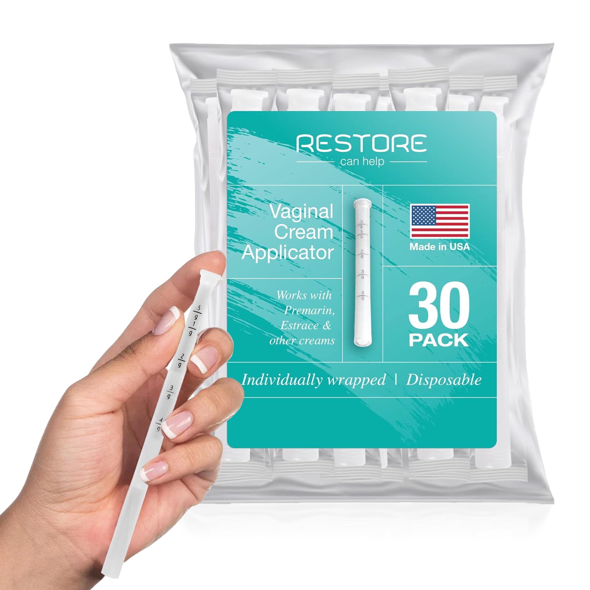 Restore Can Help paquete frontal con 30 aplicadores, ofrece higiene y conveniencia
