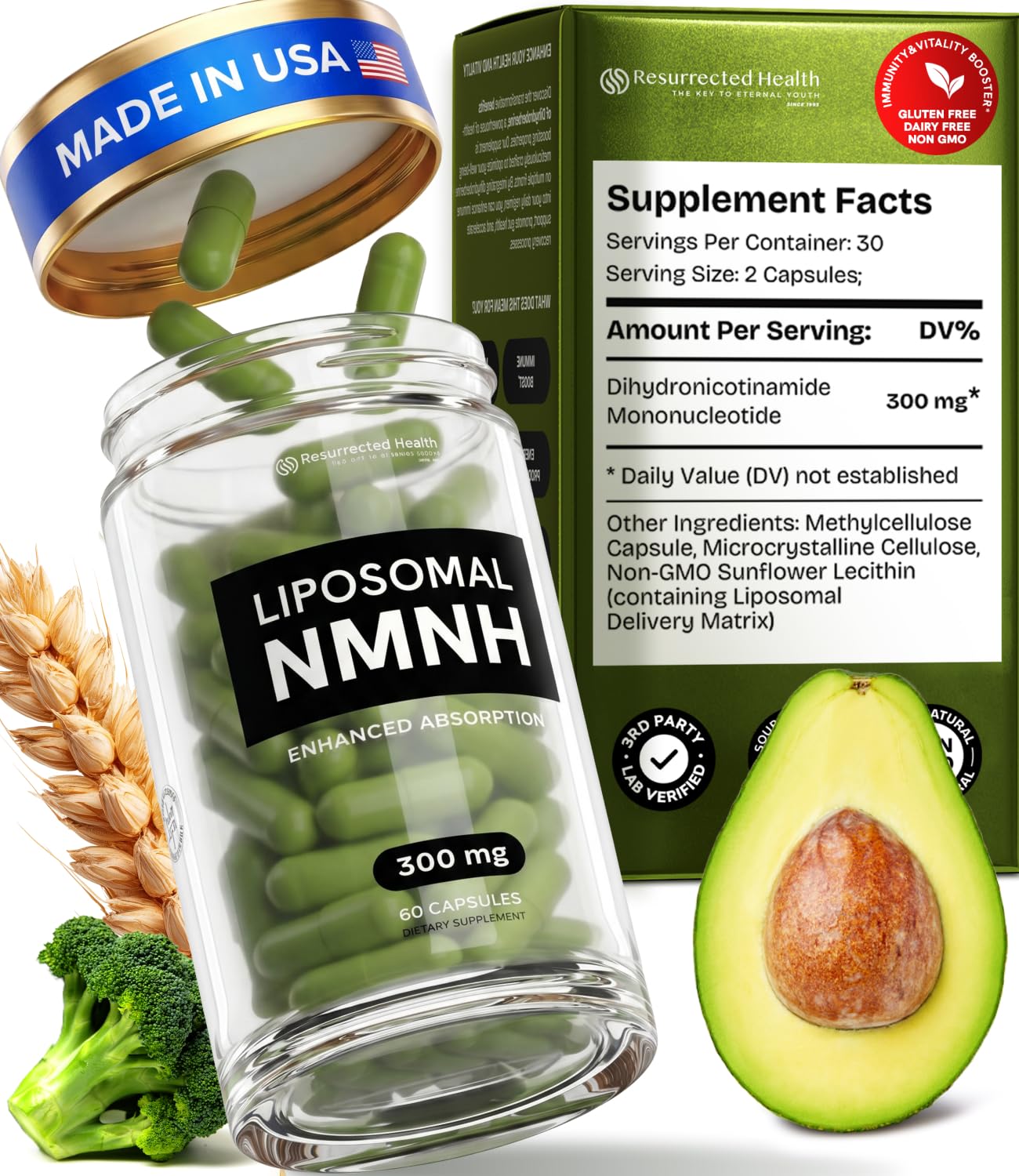 Resurrected Health frente del producto mostrando envase y beneficios clave