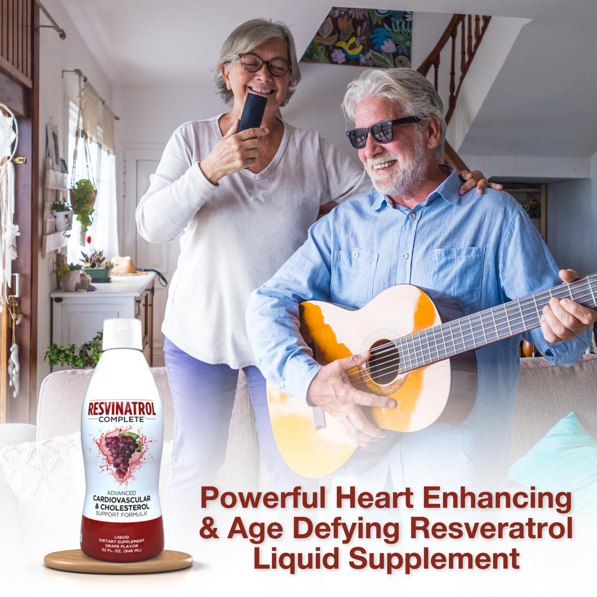 Resvinatrol Complete etiqueta con ingredientes clave para soporte cardiovascular claro