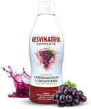 Resvinatrol Complete frente del envase mostrando la botella y beneficios para el corazón