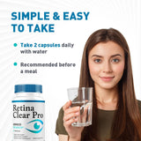 Generic Retina Clear Pro cápsula tomada con agua, facilita la suplementación diaria