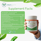 Return Healthy producto en mesa de cocina estilo de vida, sugiere integración en rutina diaria