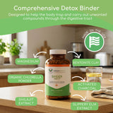 Return Healthy Binder Blend cápsulas abiertas mostrando textura y composición absorbente