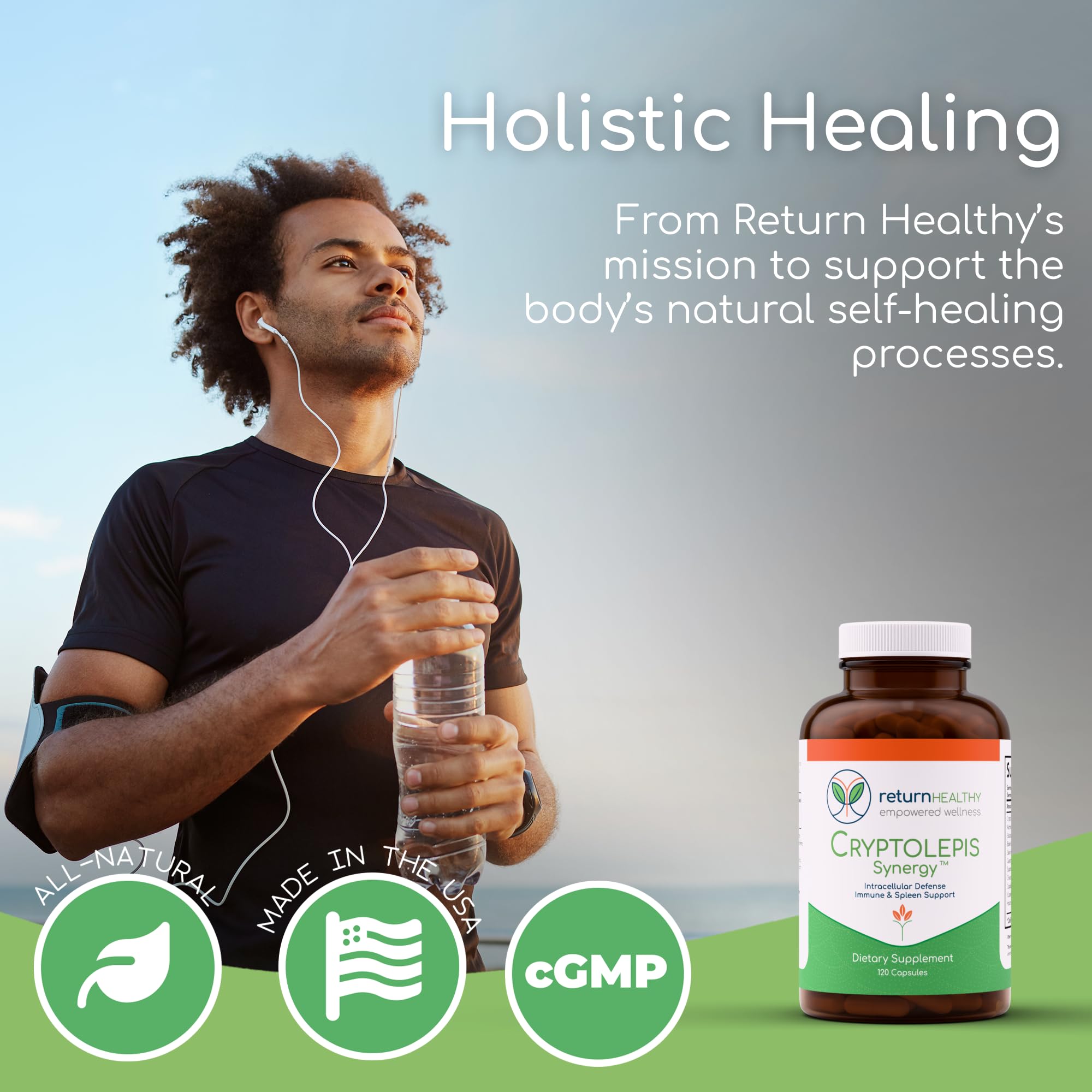 Return Healthy bote en un mostrador como parte de una rutina diaria saludable
