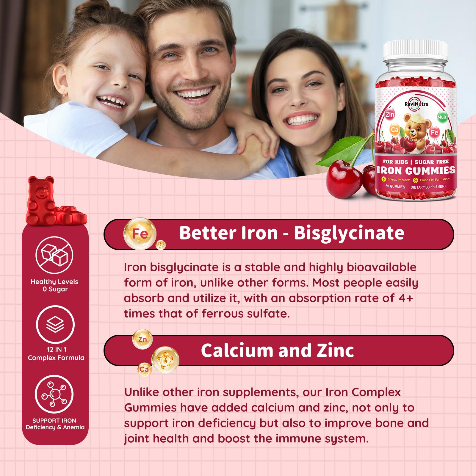 ReviNutra etiqueta con lista de ingredientes y nutrientes clave visible para padres