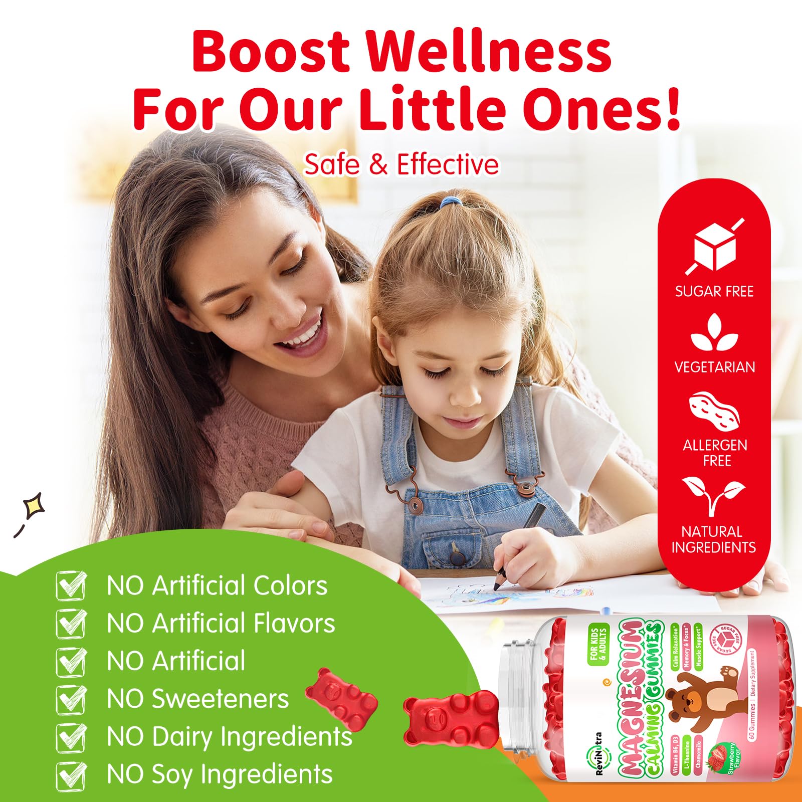 ReviNutra etiqueta con lista de ingredientes y vitaminas claras