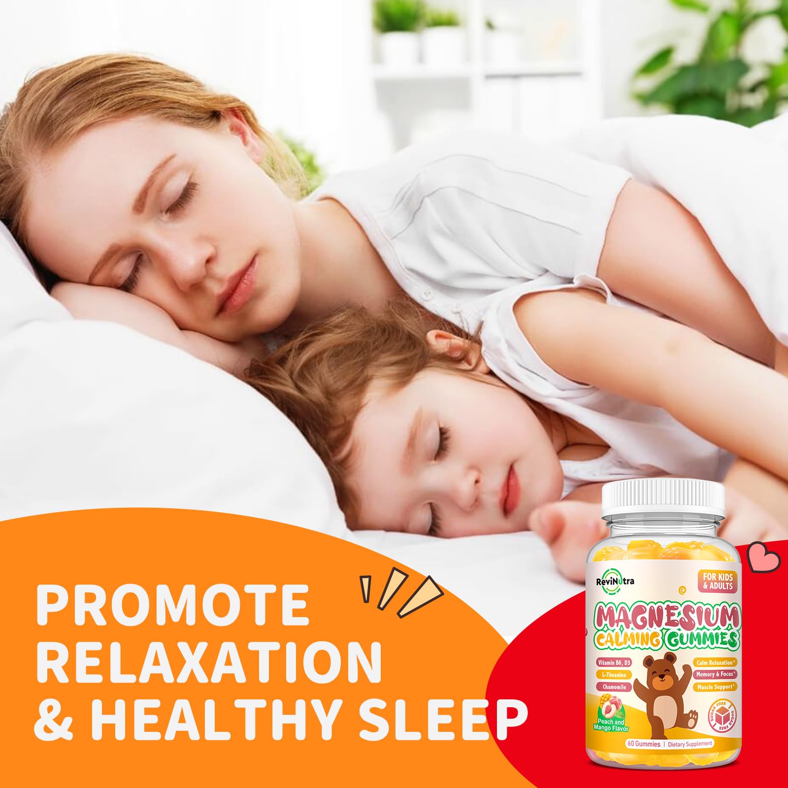 Etiqueta ReviNutra con lista de ingredientes como magnesio glicinato, L‑teanina y vitaminas
