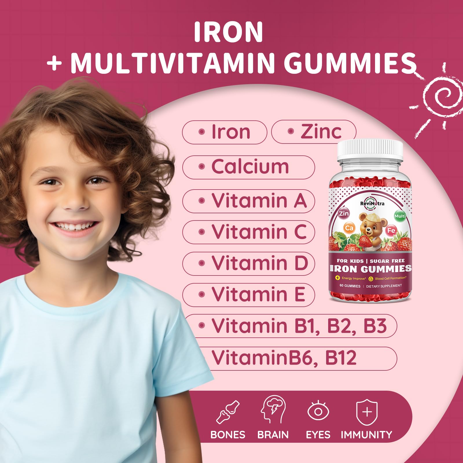 ReviNutra gomitas en mano de niña, aceptación y administración sencilla