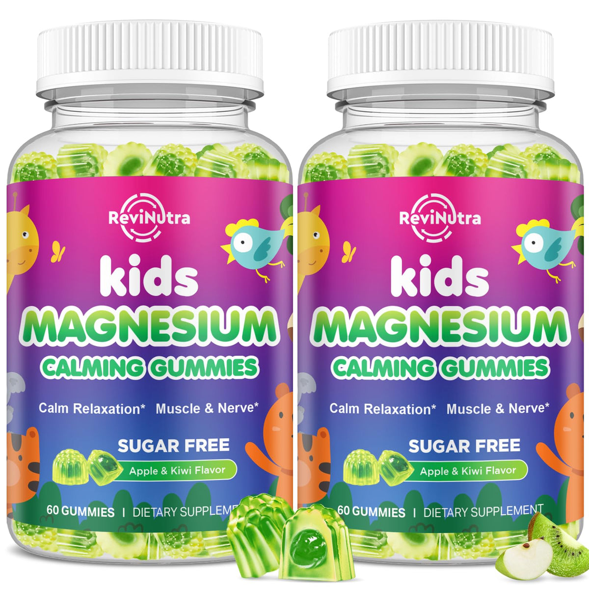 ReviNutra envase frontal mostrando dos pack y sabor manzana kiwi, útil para compras