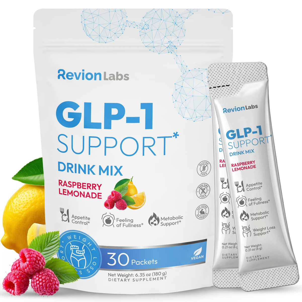 Revion LABS frente del empaque mostrando presentación y beneficios