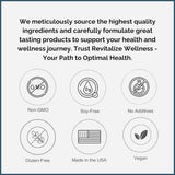 Revitalize Wellness textura del polvo fino, fácil disolución y mezcla rápida