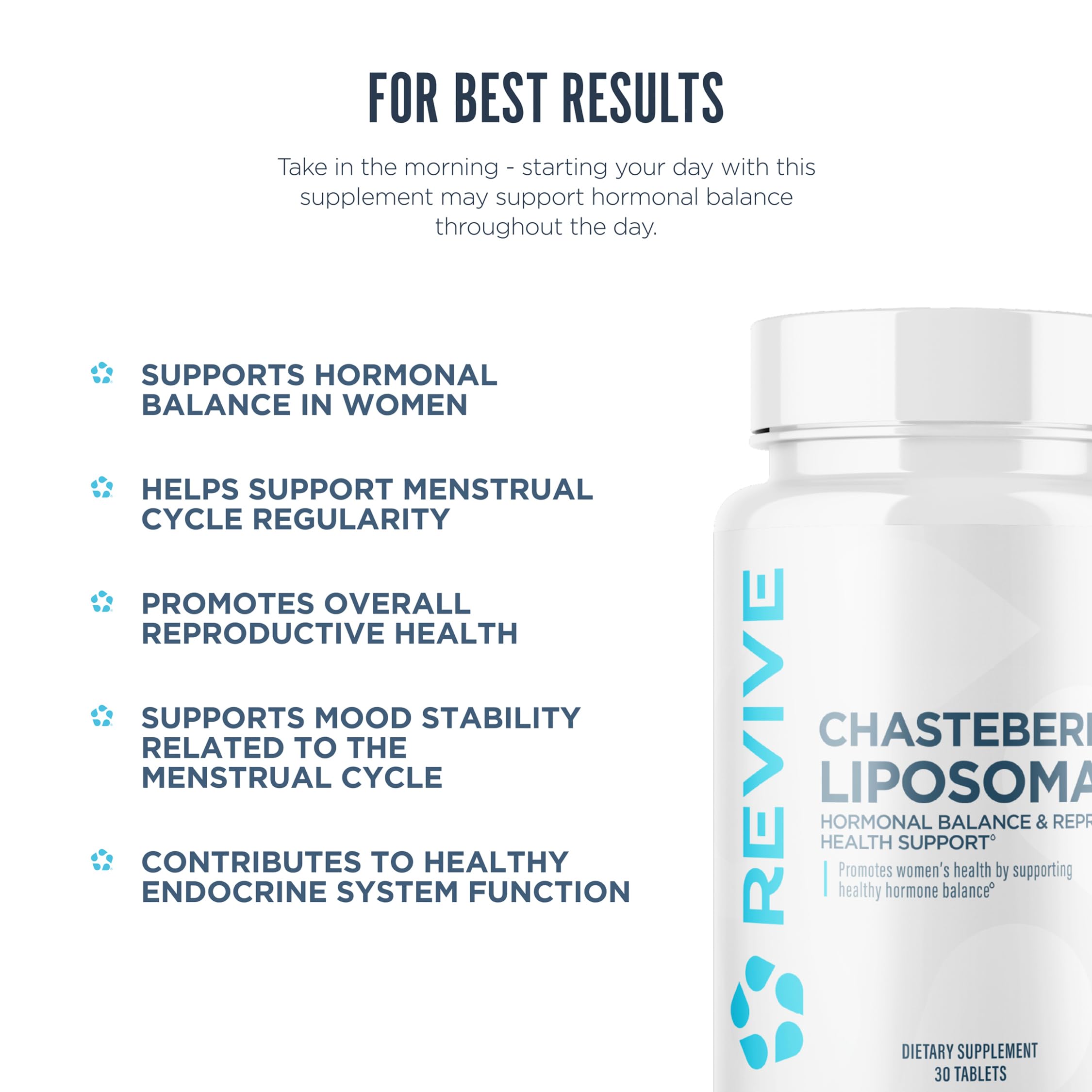Revive chasteberry empaque con iconos vegano y libre de gluten para tranquilidad
