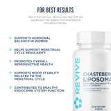 Revive chasteberry empaque con iconos vegano y libre de gluten para tranquilidad