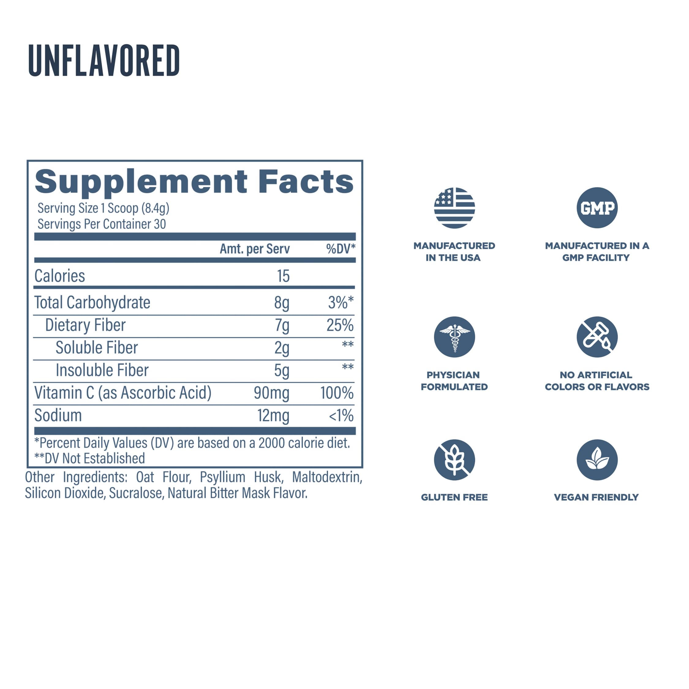Ingredientes clave psyllium e inulina en primer plano para el suplemento Revive MD