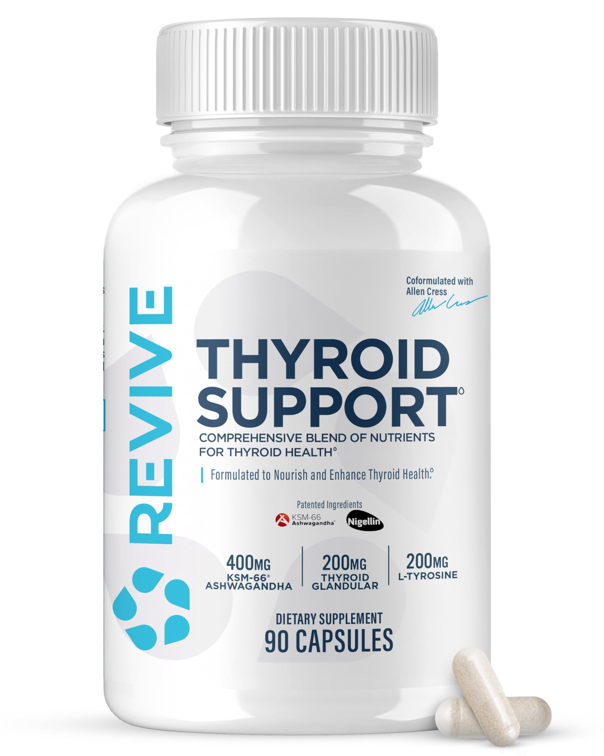 Revive envase frontal mostrando nombre y beneficio para la tiroides