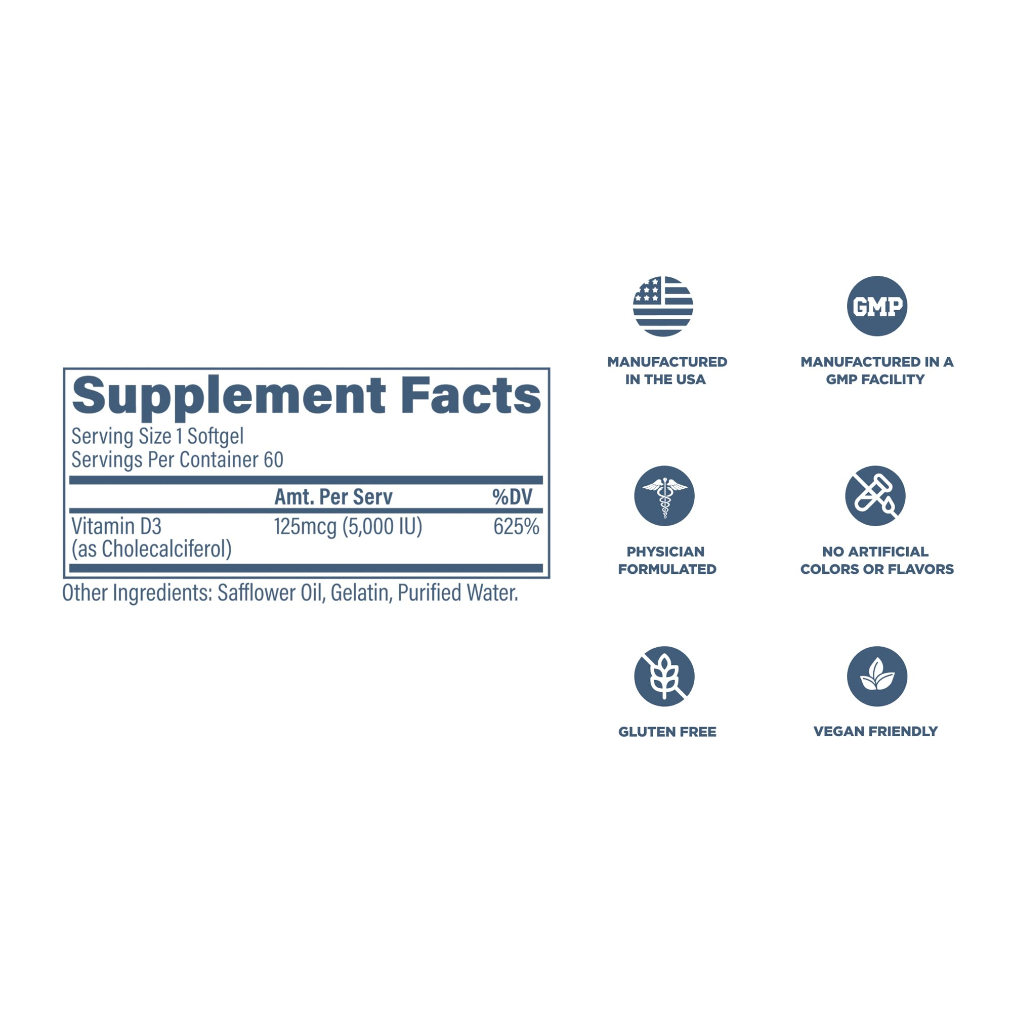 Revive MD etiqueta nutricional legible con 5000 IU por porción