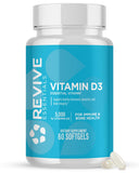 Revive MD frasco frontal mostrando 60 softgels y información clara