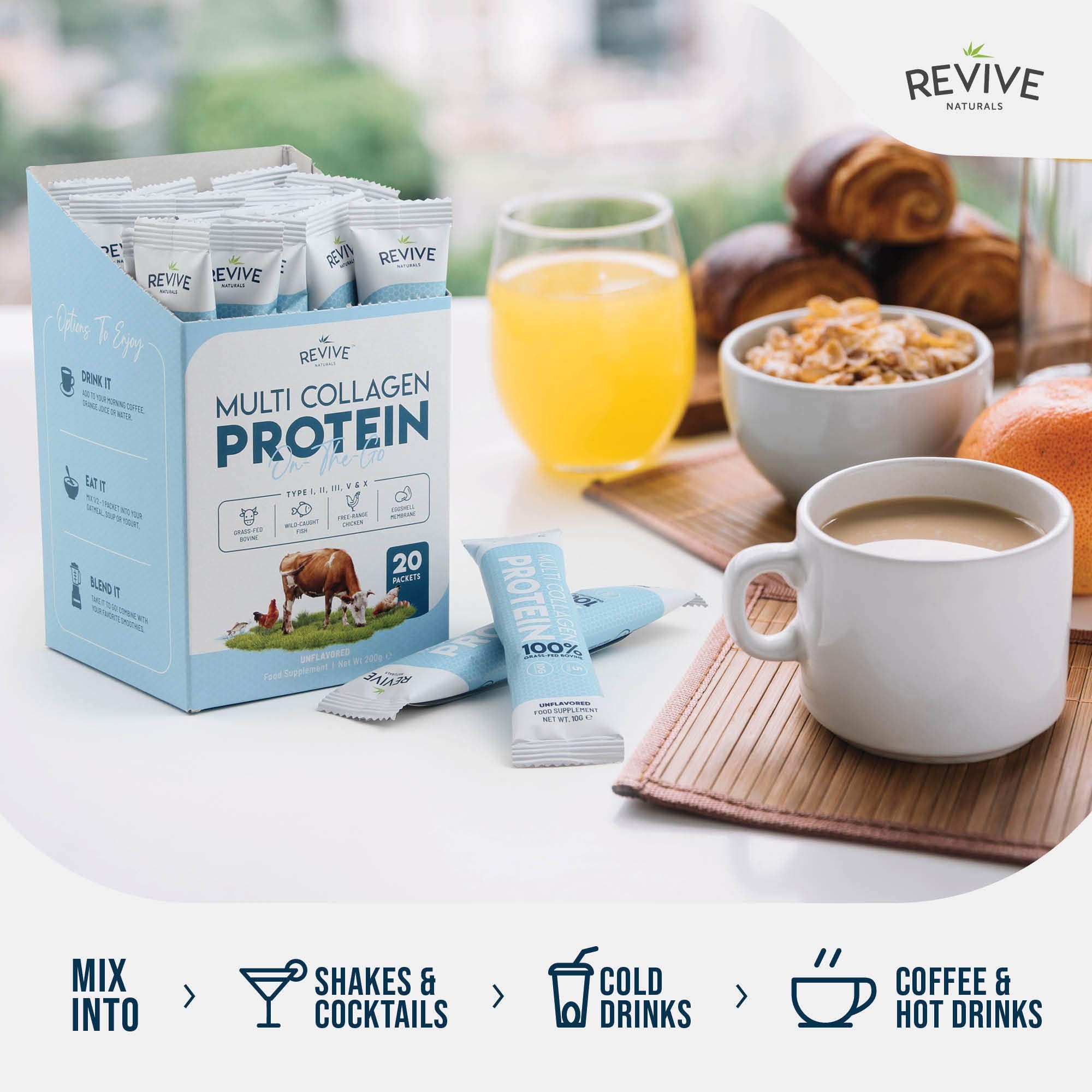 Revive Naturals sobre junto a mano para comparar tamaño y portabilidad