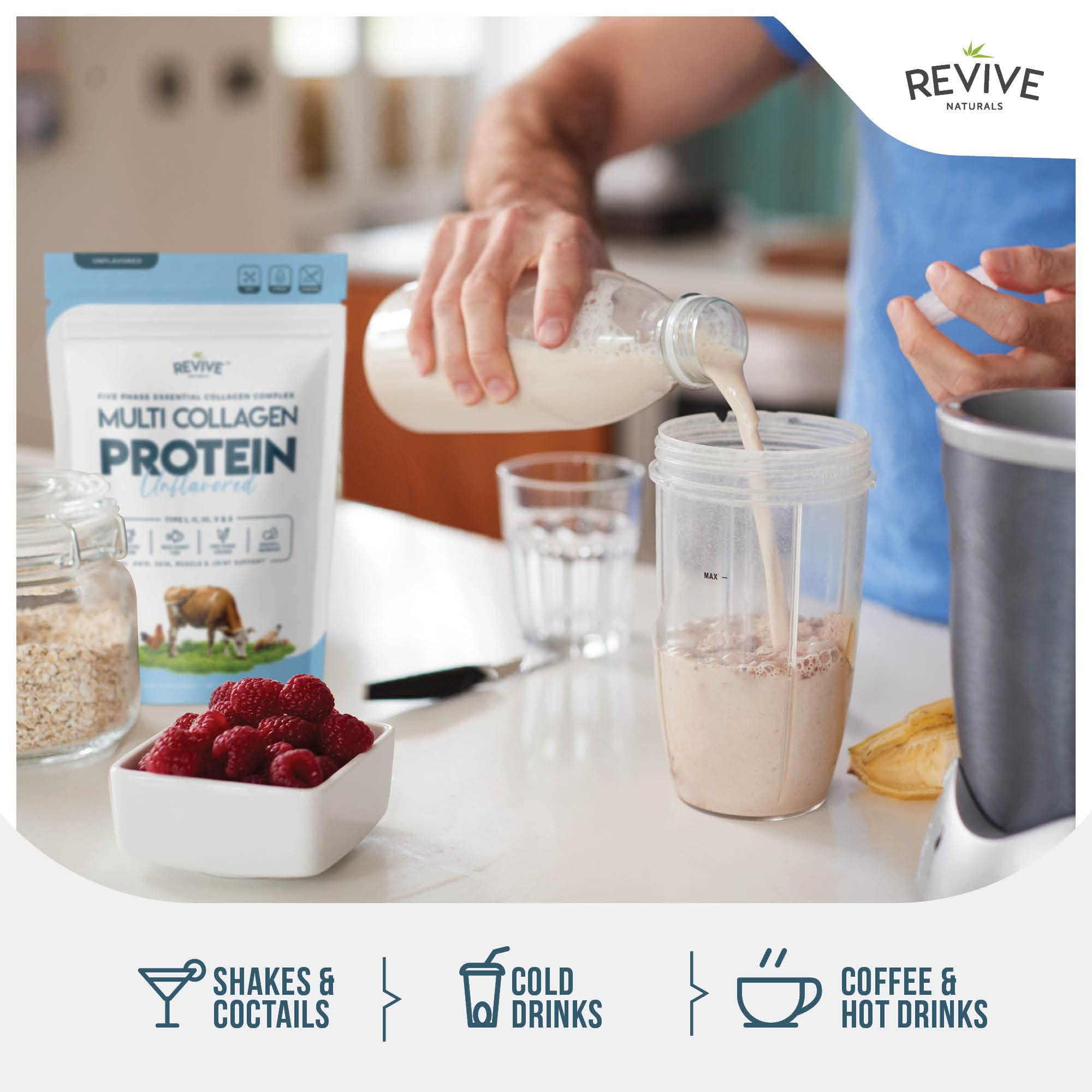 Revive Naturals etiqueta de ingredientes con origen y tipos