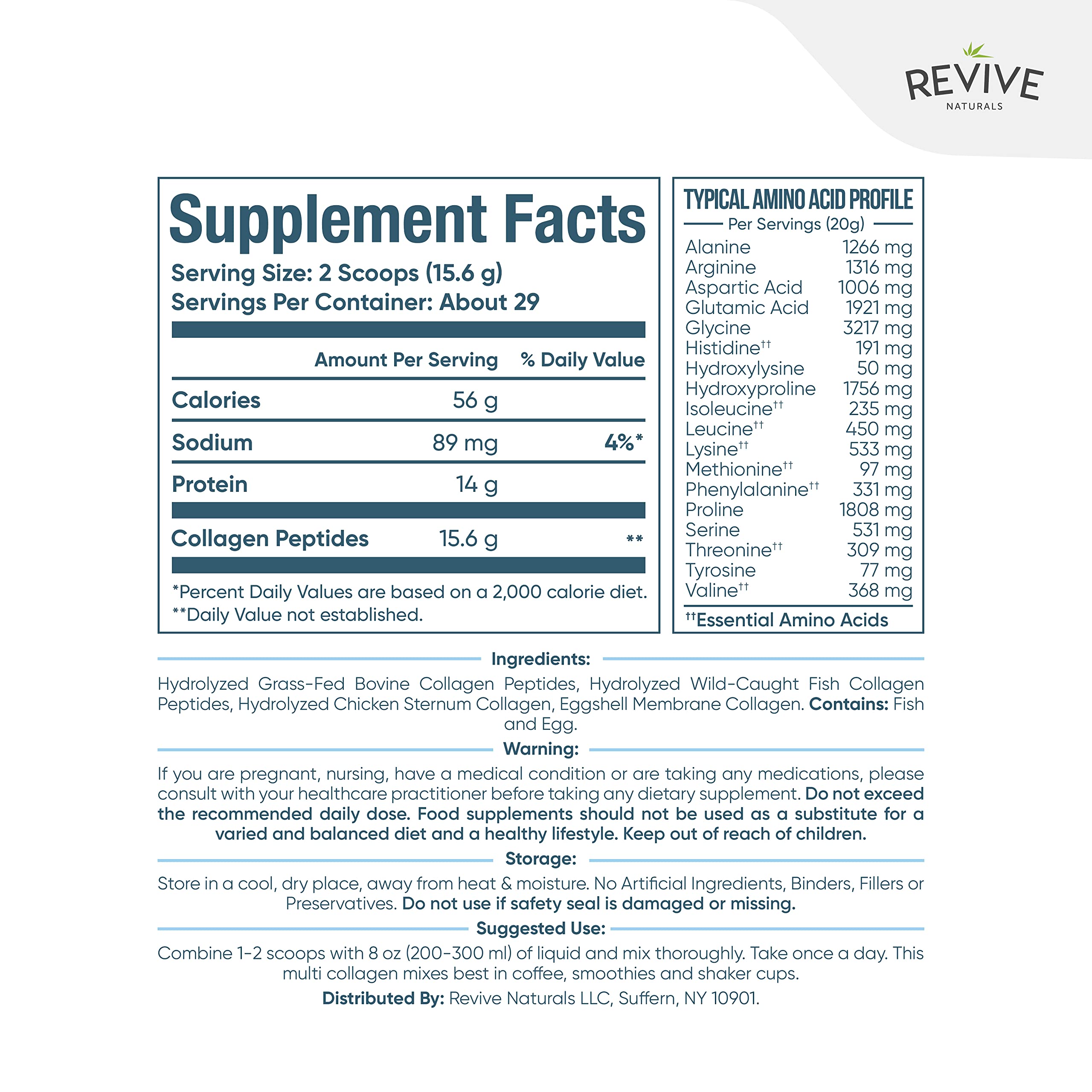 Revive Naturals textura del polvo hidrolizado, disolución rápida y sin grumos