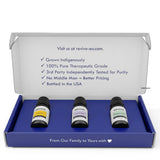 REVIVEEO etiqueta de 10 ml con información de pureza y origen