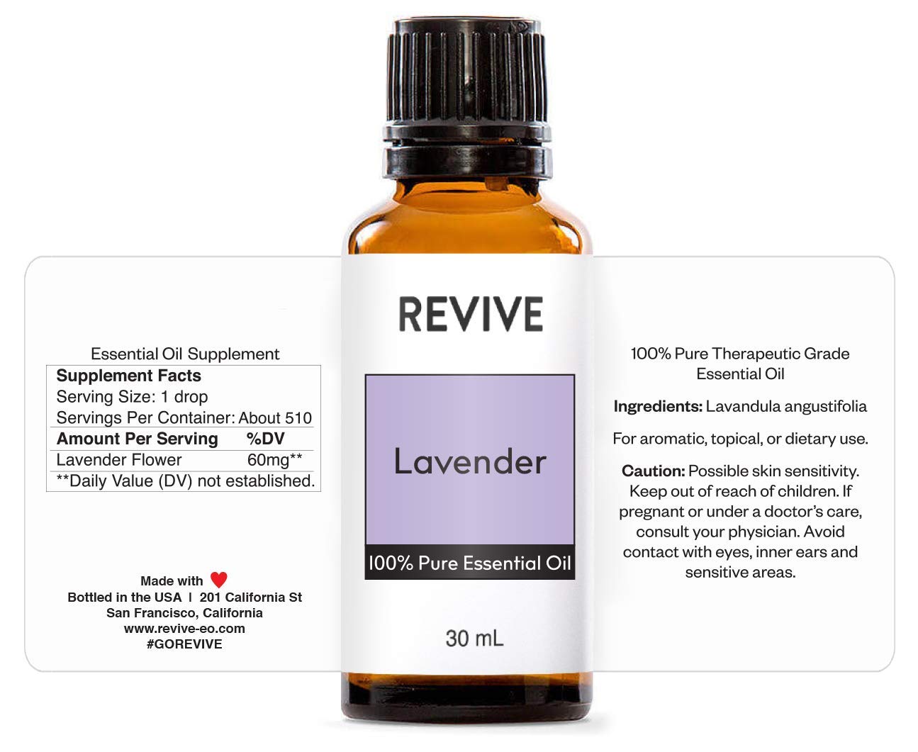 REVIVEEO primer plano del aceite de lavanda, textura cristalina y pureza visible