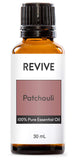 REVIVEEO primer plano de gota de patchouli mostrando pureza y textura