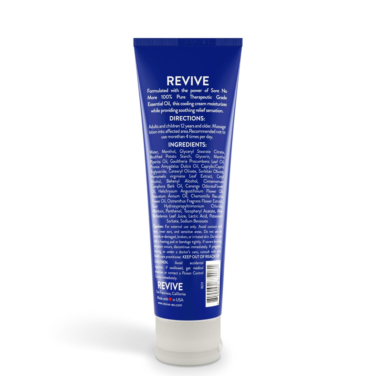 REVIVEEO crema Sore No More aplicándose en hombro, masaje que aporta frescura