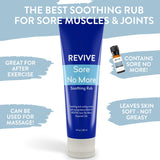 REVIVEEO textura de crema Sore No More en mano, fácil absorción y sin grasa