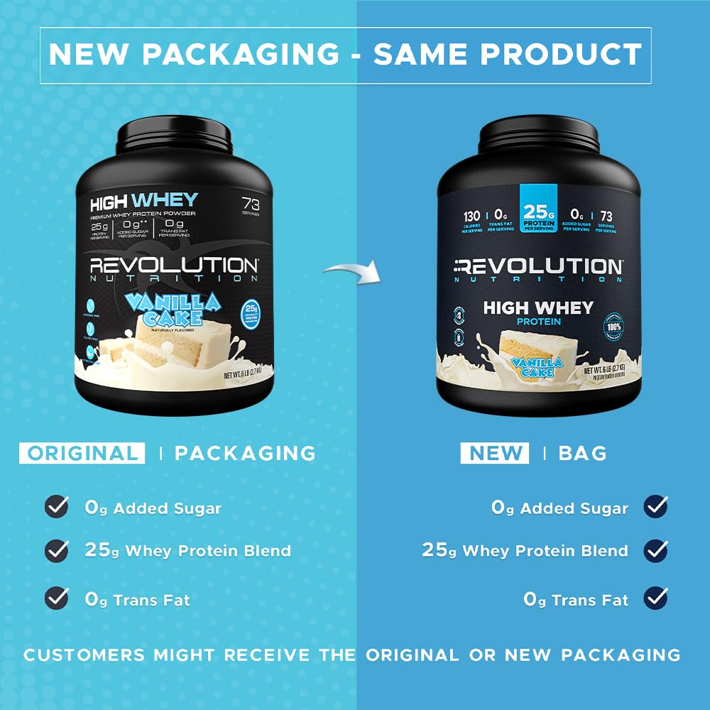 Revolution Nutrition scoop con polvo mostrando textura fina y mezcla fácil