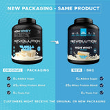 Revolution Nutrition scoop con polvo mostrando textura fina y mezcla fácil