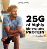 Revolution Nutrition comparación de tamaño que destaca 73 raciones