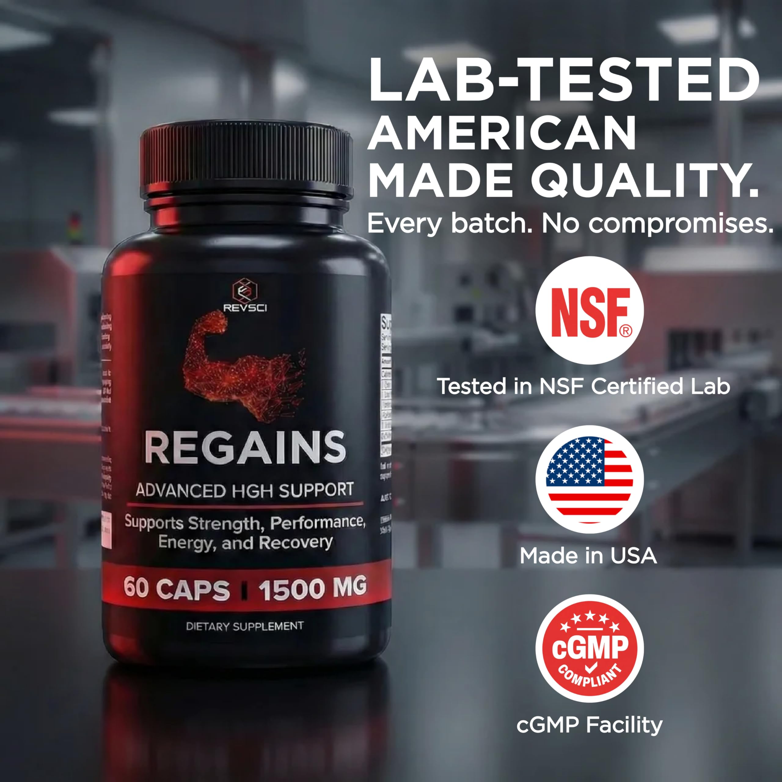 Revolution Science etiqueta con lista de ingredientes y confianza