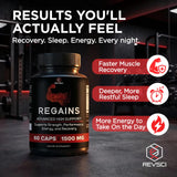 Revolution Science REGAINS etiqueta nutricional destacando ingredientes y dosificación